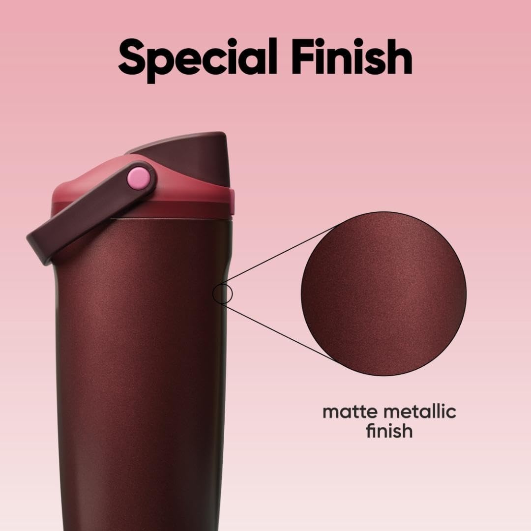 image:imageOwala FreeSip Twist Stainless Steel Water Bottle 18 oz Sunny DazeBlack Cherry