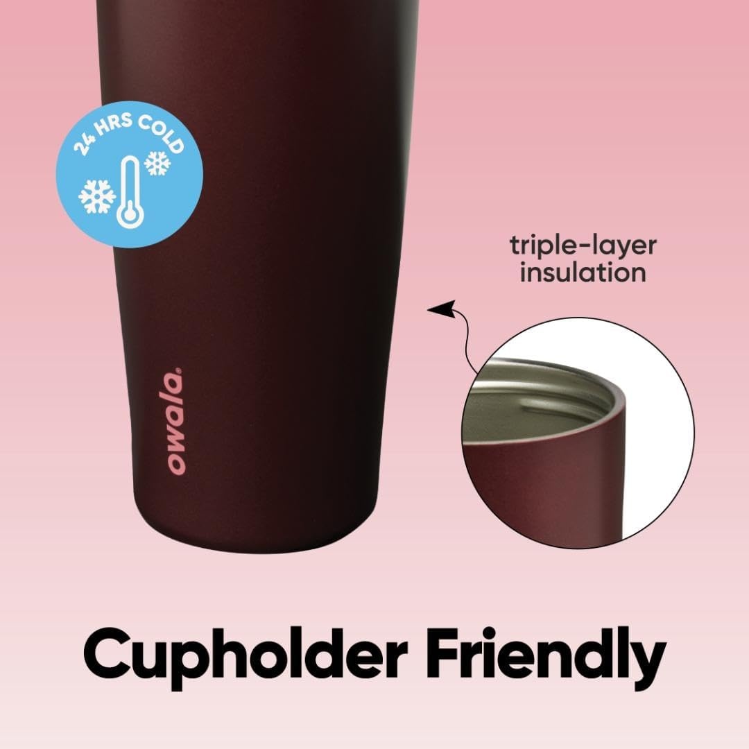 image:imageOwala FreeSip Twist Stainless Steel Water Bottle 18 oz Sunny DazeBlack Cherry