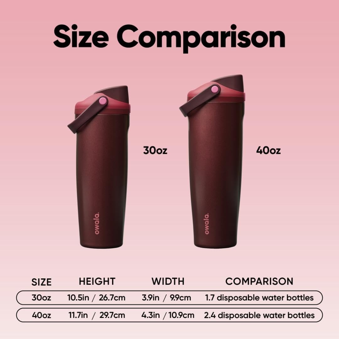 image:imageOwala FreeSip Twist Stainless Steel Water Bottle 18 oz Sunny DazeBlack Cherry
