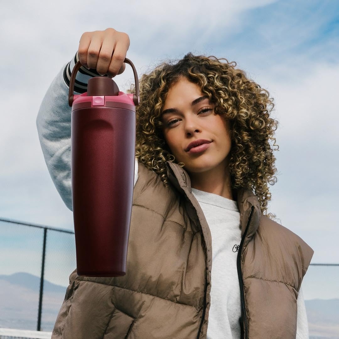 image:imageOwala FreeSip Twist Stainless Steel Water Bottle 18 oz Sunny DazeBlack Cherry