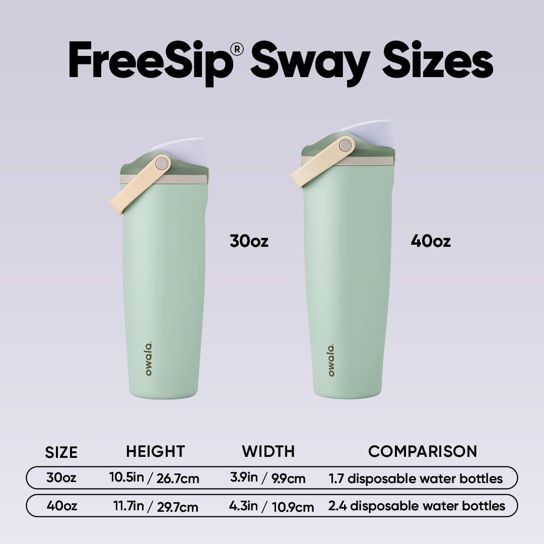image:imageOwala FreeSip Twist Stainless Steel Water Bottle 18 oz Sunny DazeEucalyptus