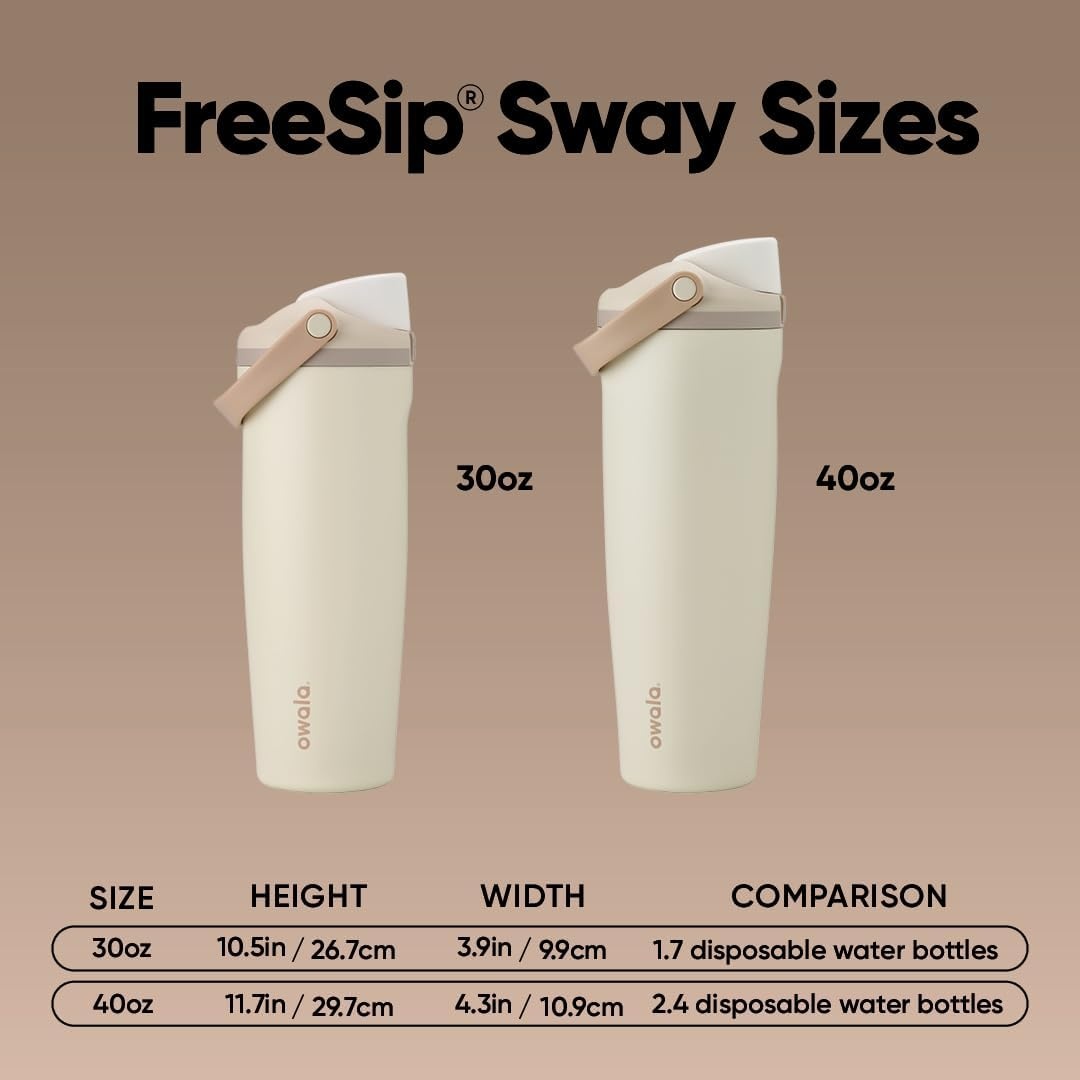 image:imageOwala FreeSip Twist Stainless Steel Water Bottle 18 oz Sunny DazeLightly Toasted