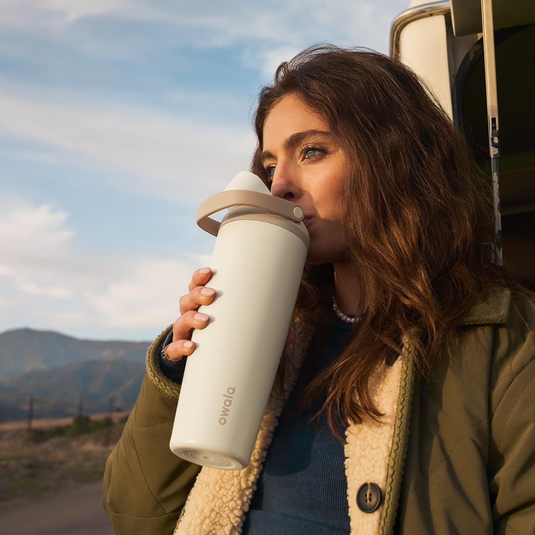 image:imageOwala FreeSip Twist Stainless Steel Water Bottle 18 oz Sunny DazeLightly Toasted