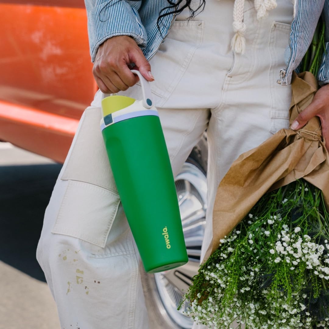 image:imageOwala FreeSip Twist Stainless Steel Water Bottle 18 oz Sunny DazePutting Green