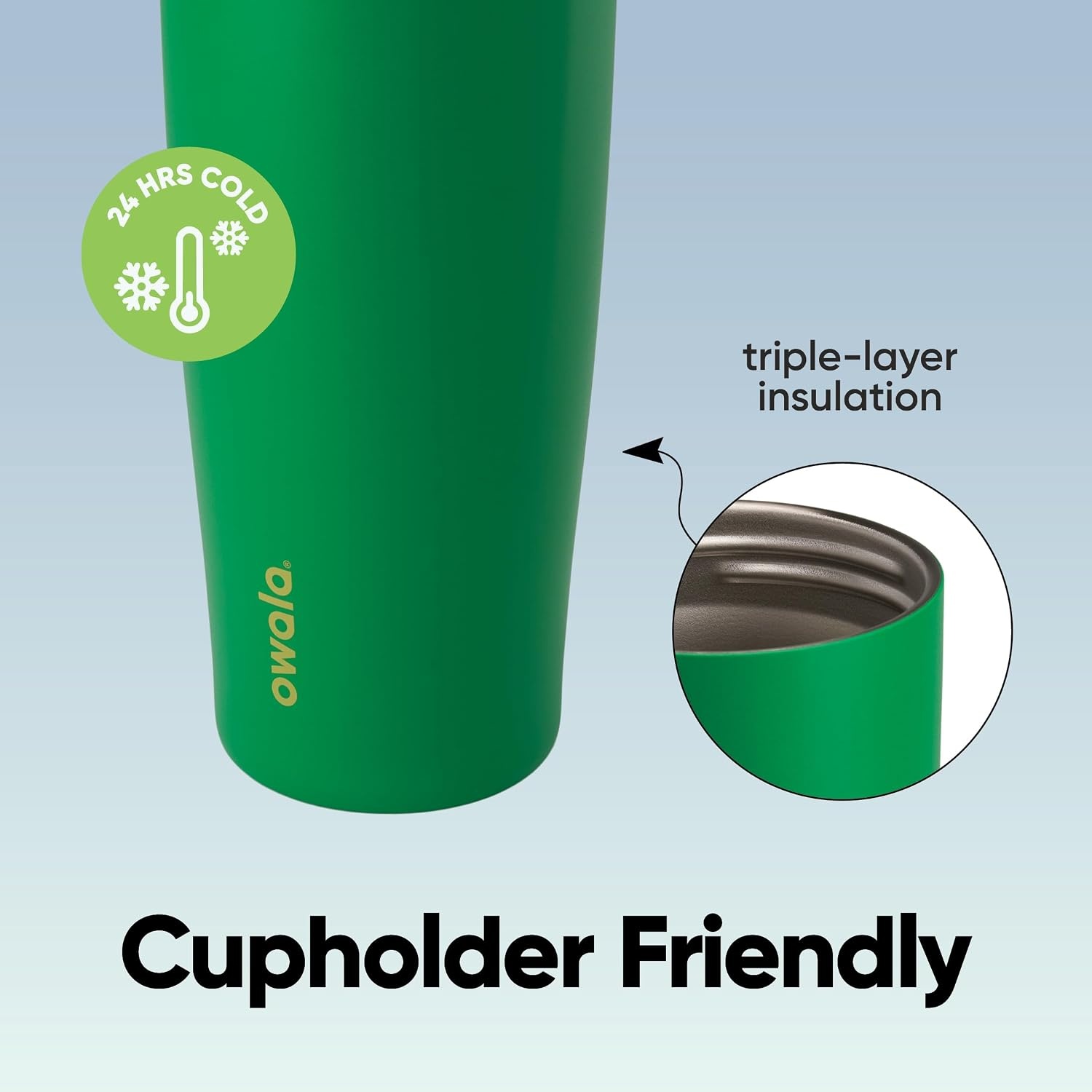 image:imageOwala FreeSip Twist Stainless Steel Water Bottle 18 oz Sunny DazePutting Green