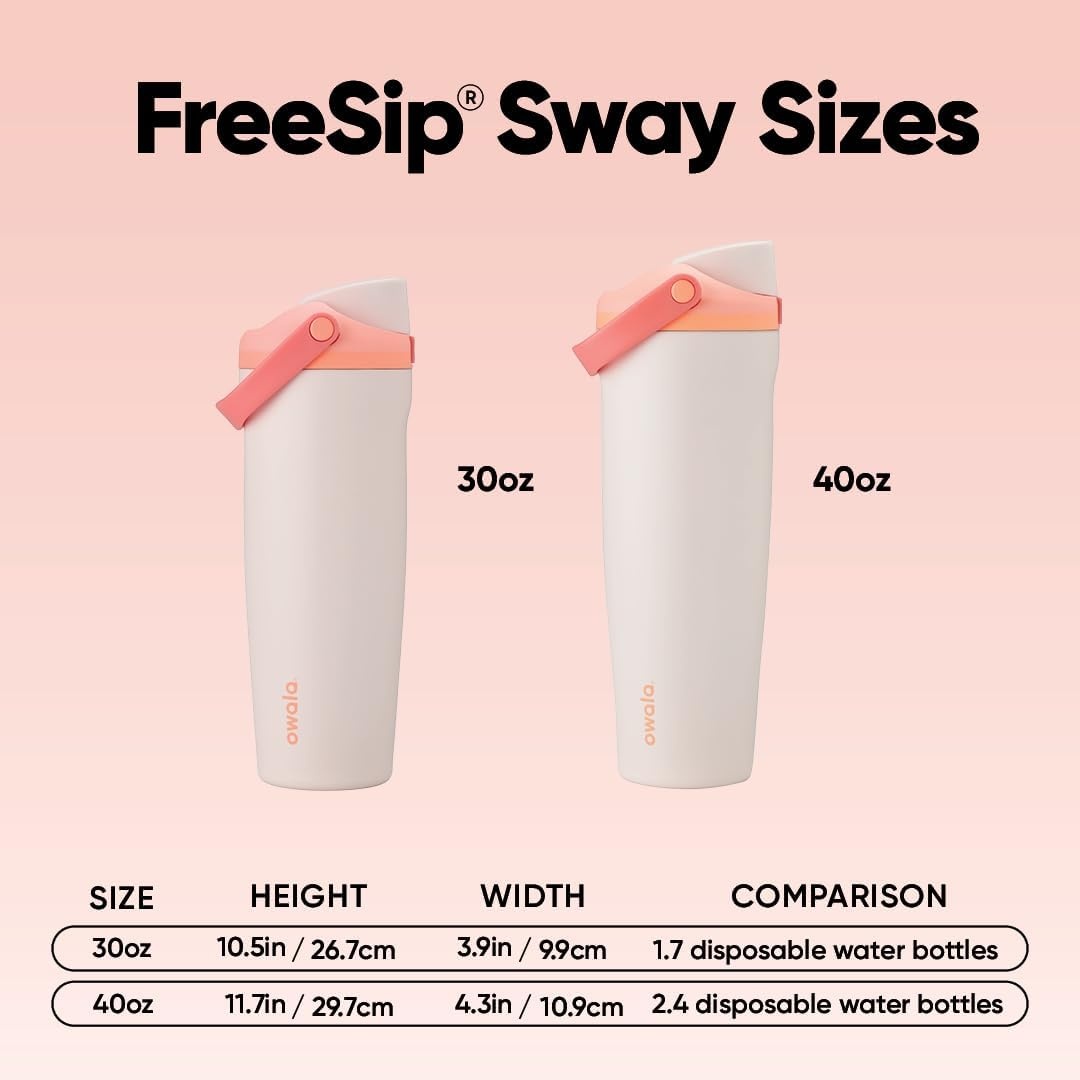 image:imageOwala FreeSip Twist Stainless Steel Water Bottle 18 oz Sunny DazeSparkling Sherbet
