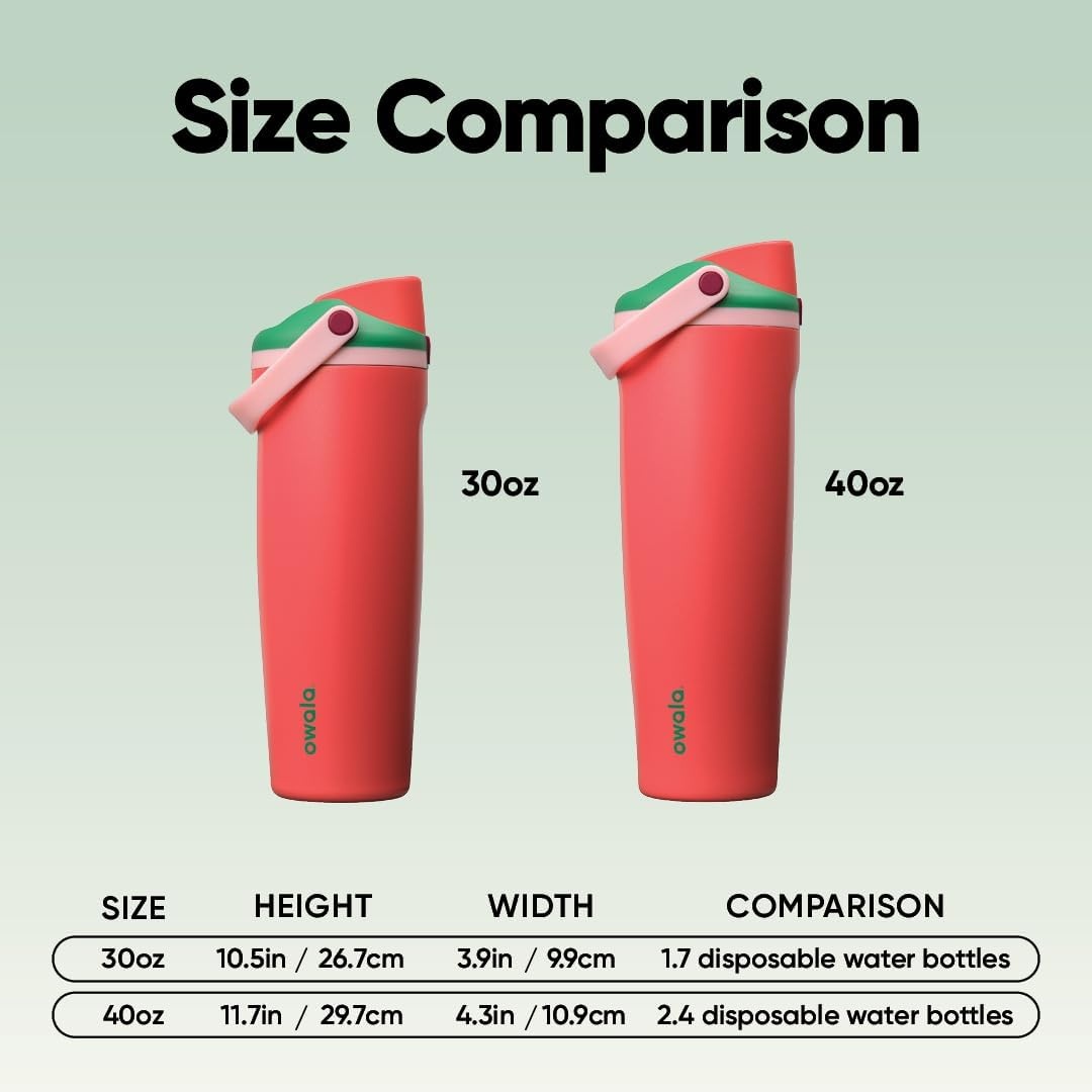 image:imageOwala FreeSip Twist Stainless Steel Water Bottle 18 oz Sunny DazeStrawberry Fields