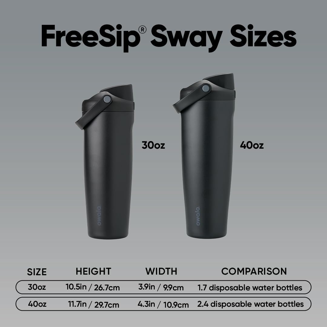 image:imageOwala FreeSip Twist Stainless Steel Water Bottle 18 oz Sunny DazeVery Very Dark