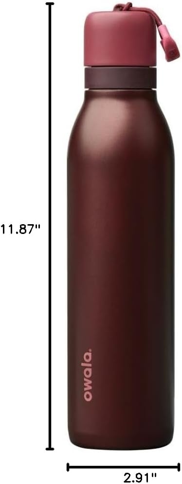 image:imageOwala FreeSip Twist Stainless Steel Water Bottle 24 oz Minty HorizonsBlack Cherry