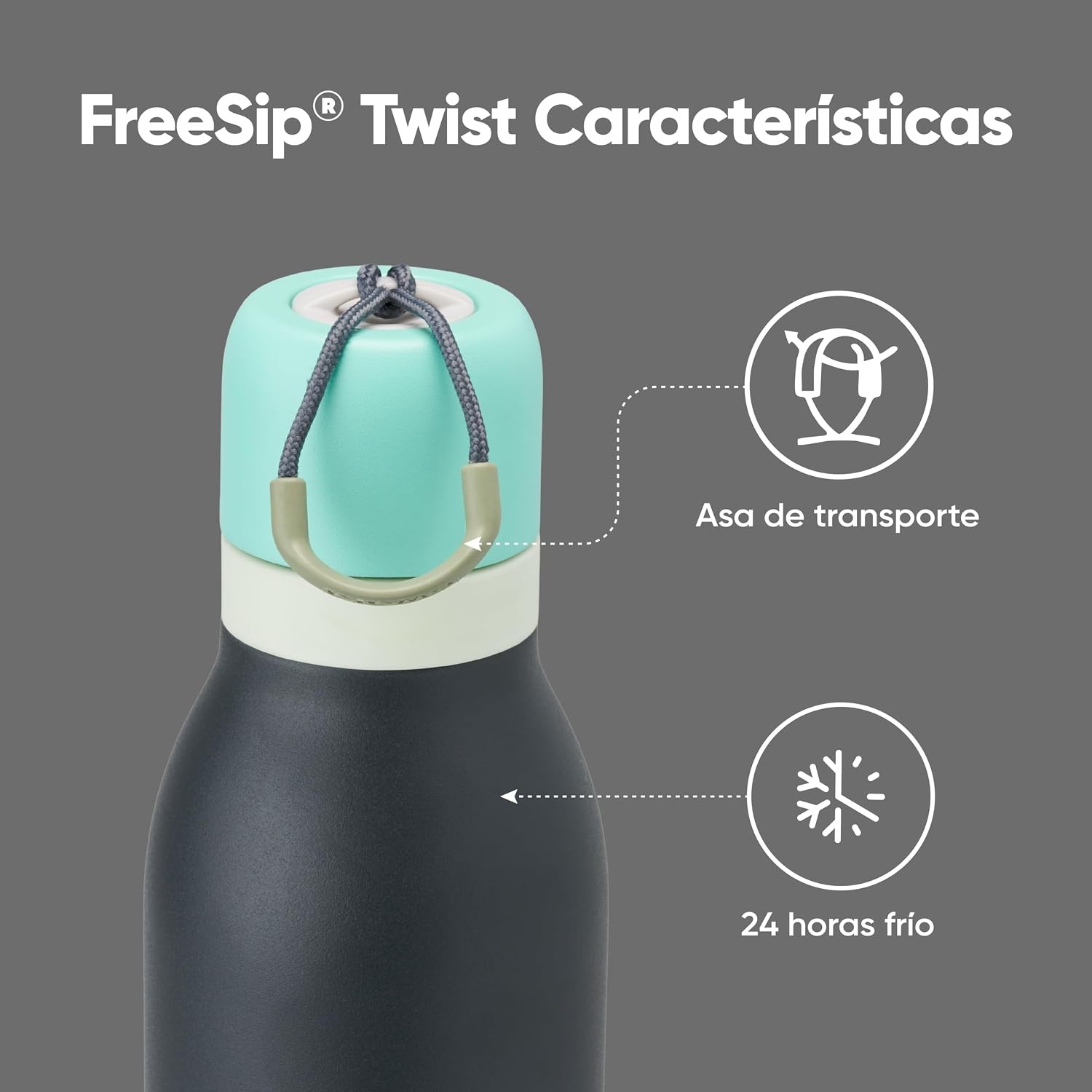 image:imageOwala FreeSip Twist Stainless Steel Water Bottle 24 oz Minty HorizonsFoggy Tide