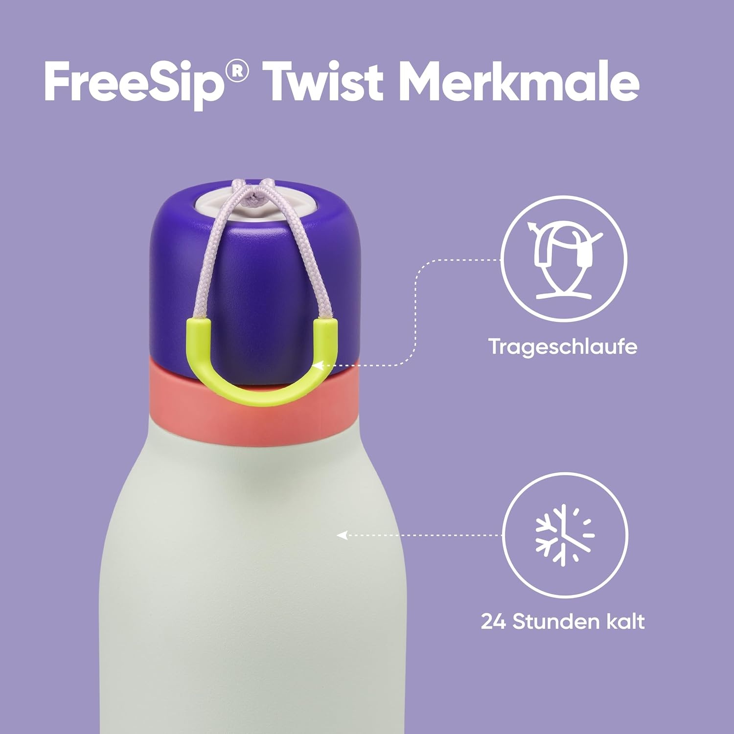 image:imageOwala FreeSip Twist Stainless Steel Water Bottle 24 oz Minty HorizonsMinty Horizon
