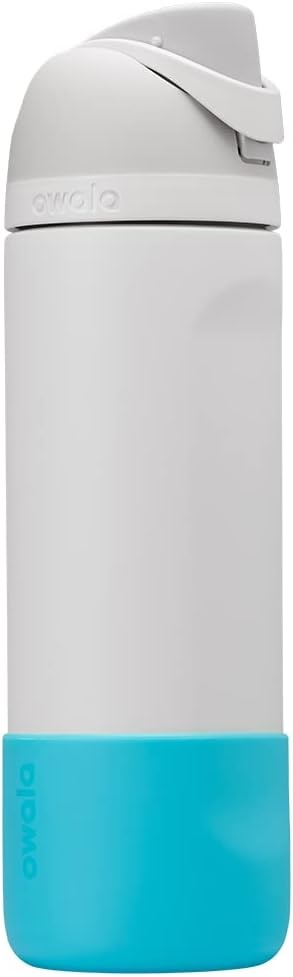 image:imageOwala Silicone Water Bottle Boot AntiSlip Protective Sleeve for Water Bottle Protects FreeSip Twist and Flip Stainless Steel Water Bottles 32 Oz GreyBright Blue