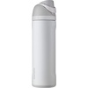 Owala FreeSip Insulated Stainless Steel Water Bottle, 24-Ounce, Shy Marshmallow & Silicone Water Bottle Boot, Anti-Slip Protective Sleeve Cover for 24-oz FreeSip, Twist, Blue(Shy Marshmallow)