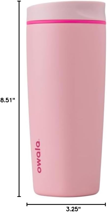 image:imageOwala SmoothSip Slider Stainless Steel Insulated Travel Mug with Handle 100 Leak Proof For Hot and Cold Drinks Travel Friendly with Sliding Lock Lid BPA Free 24 oz Black CherryPucker Up
