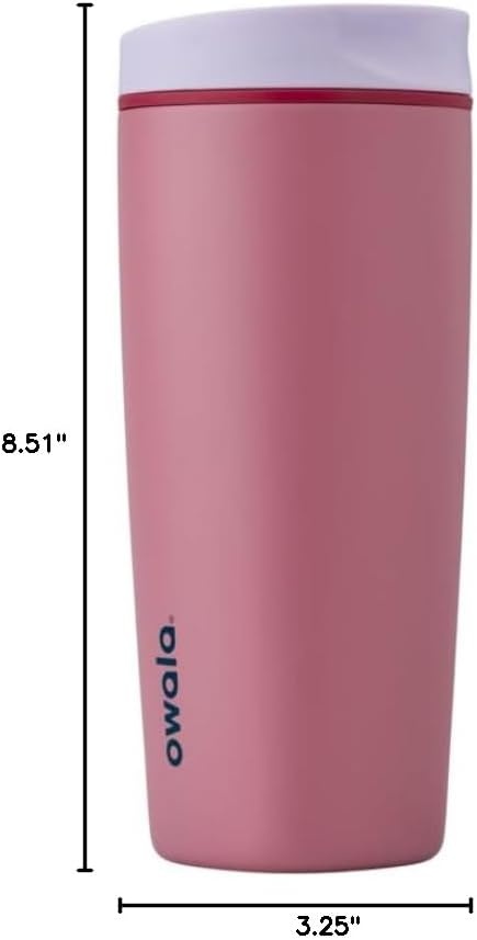 image:imageOwala SmoothSip Slider Stainless Steel Insulated Travel Mug with Handle 100 Leak Proof For Hot and Cold Drinks Travel Friendly with Sliding Lock Lid BPA Free 24 oz Black CherryCrochet Queen