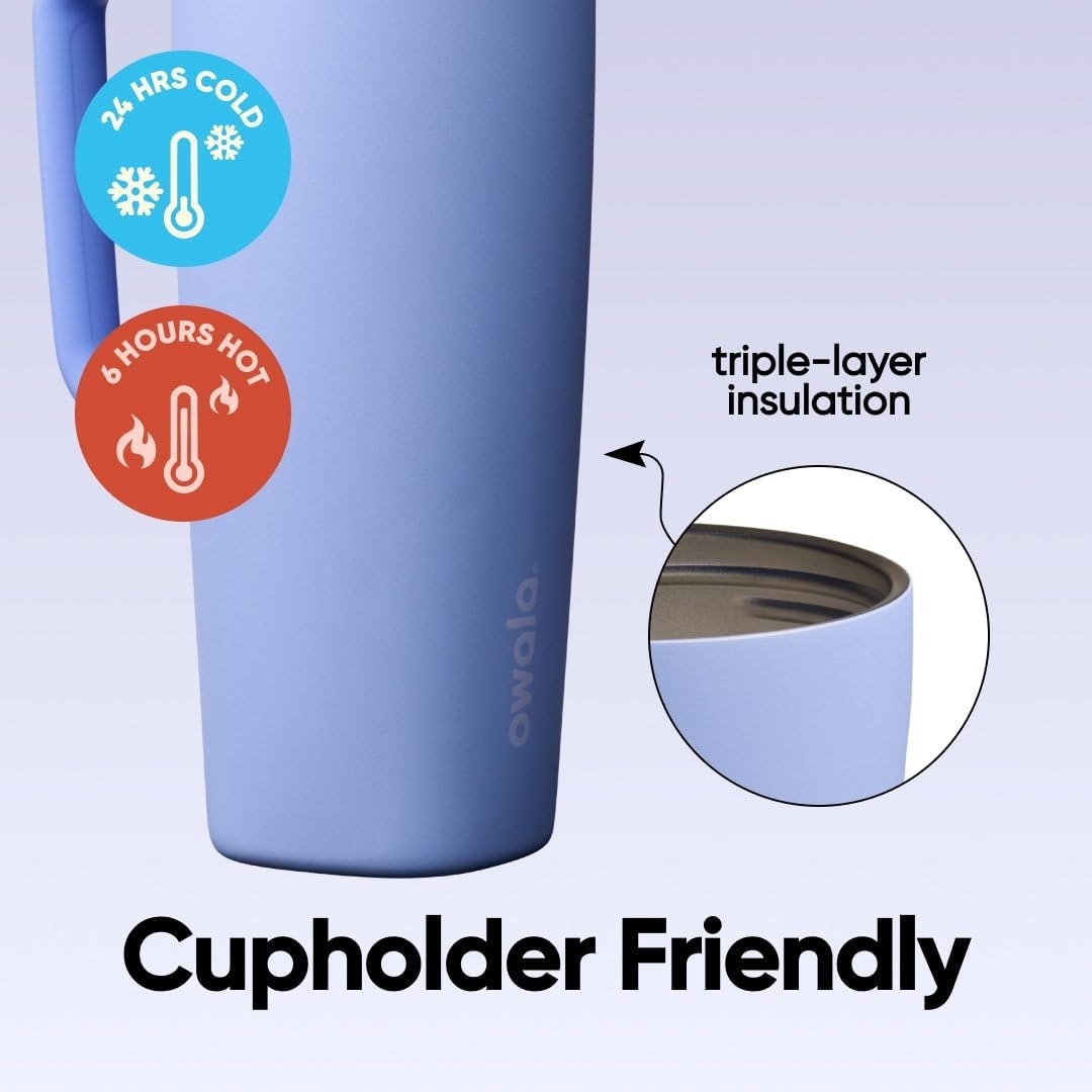 image:imageOwala SmoothSip Slider Stainless Steel Insulated Travel Mug with Handle 100 Leak Proof For Hot and Cold Drinks Travel Friendly with Sliding Lock Lid BPA Free 24 oz Black CherryOut of the Blue