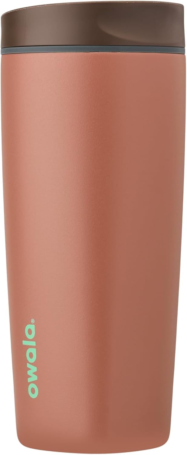 image:imageOwala SmoothSip Slider Stainless Steel Insulated Travel Mug with Handle 100 Leak Proof For Hot and Cold Drinks Travel Friendly with Sliding Lock Lid BPA Free 24 oz Black CherryCozy Cocoa