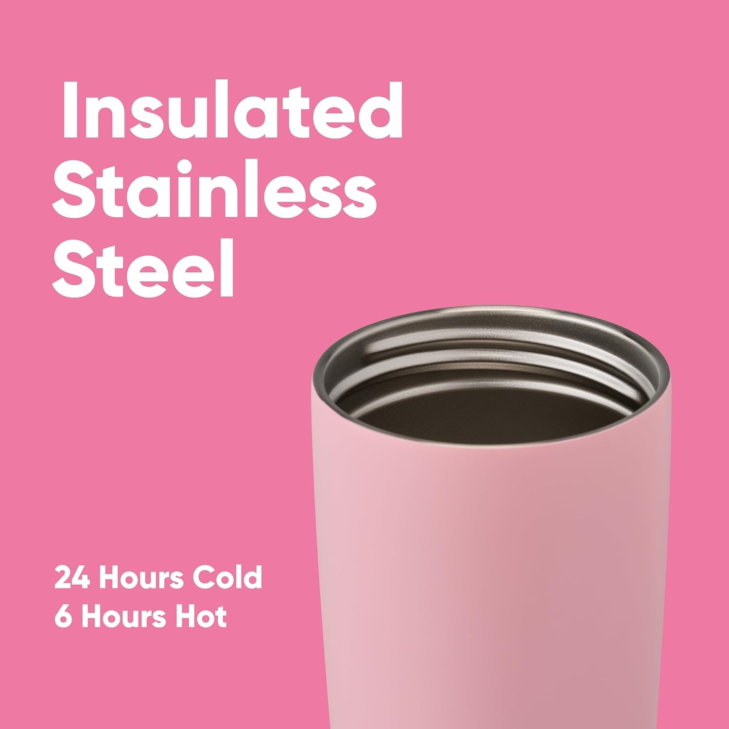 image:imageOwala SmoothSip Slider Stainless Steel Insulated Travel Mug with Handle 100 Leak Proof For Hot and Cold Drinks Travel Friendly with Sliding Lock Lid BPA Free 24 oz Black CherryPucker Up