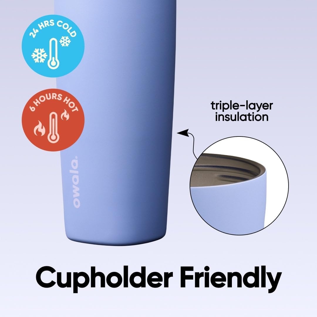 image:imageOwala SmoothSip Slider Stainless Steel Insulated Travel Mug with Handle 100 Leak Proof For Hot and Cold Drinks Travel Friendly with Sliding Lock Lid BPA Free 24 oz Black CherryOut of the Blue