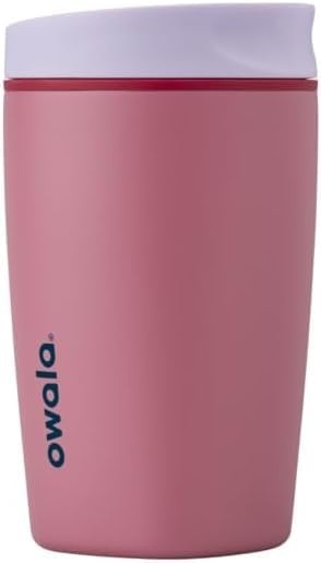 image:imageOwala SmoothSip Slider Stainless Steel Insulated Travel Mug with Handle 100 Leak Proof For Hot and Cold Drinks Travel Friendly with Sliding Lock Lid BPA Free 24 oz Black CherryCrochet Queen