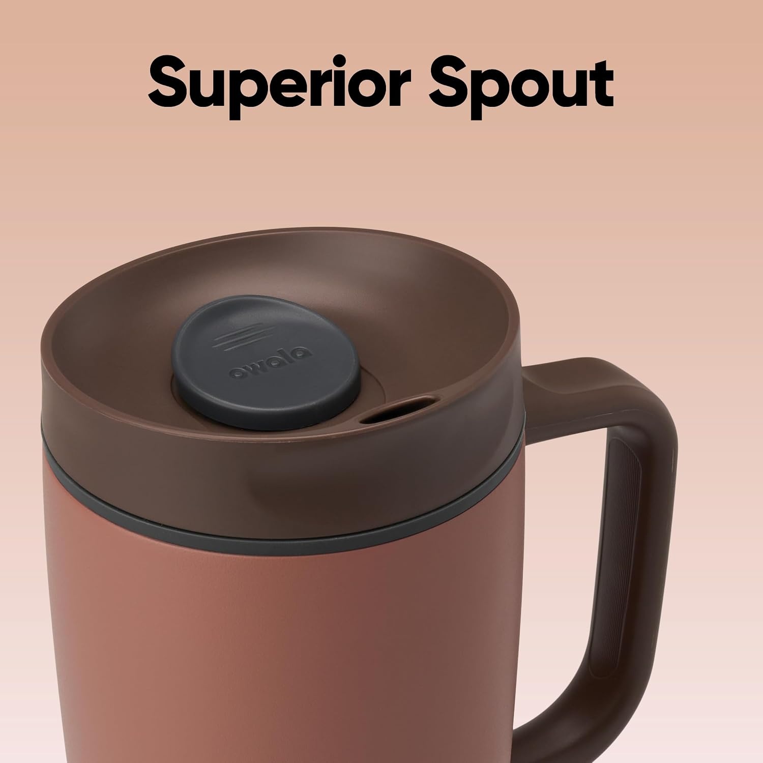 image:imageOwala SmoothSip Slider Stainless Steel Insulated Travel Mug with Handle 100 Leak Proof For Hot and Cold Drinks Travel Friendly with Sliding Lock Lid BPA Free 24 oz Black CherryCozy Cocoa