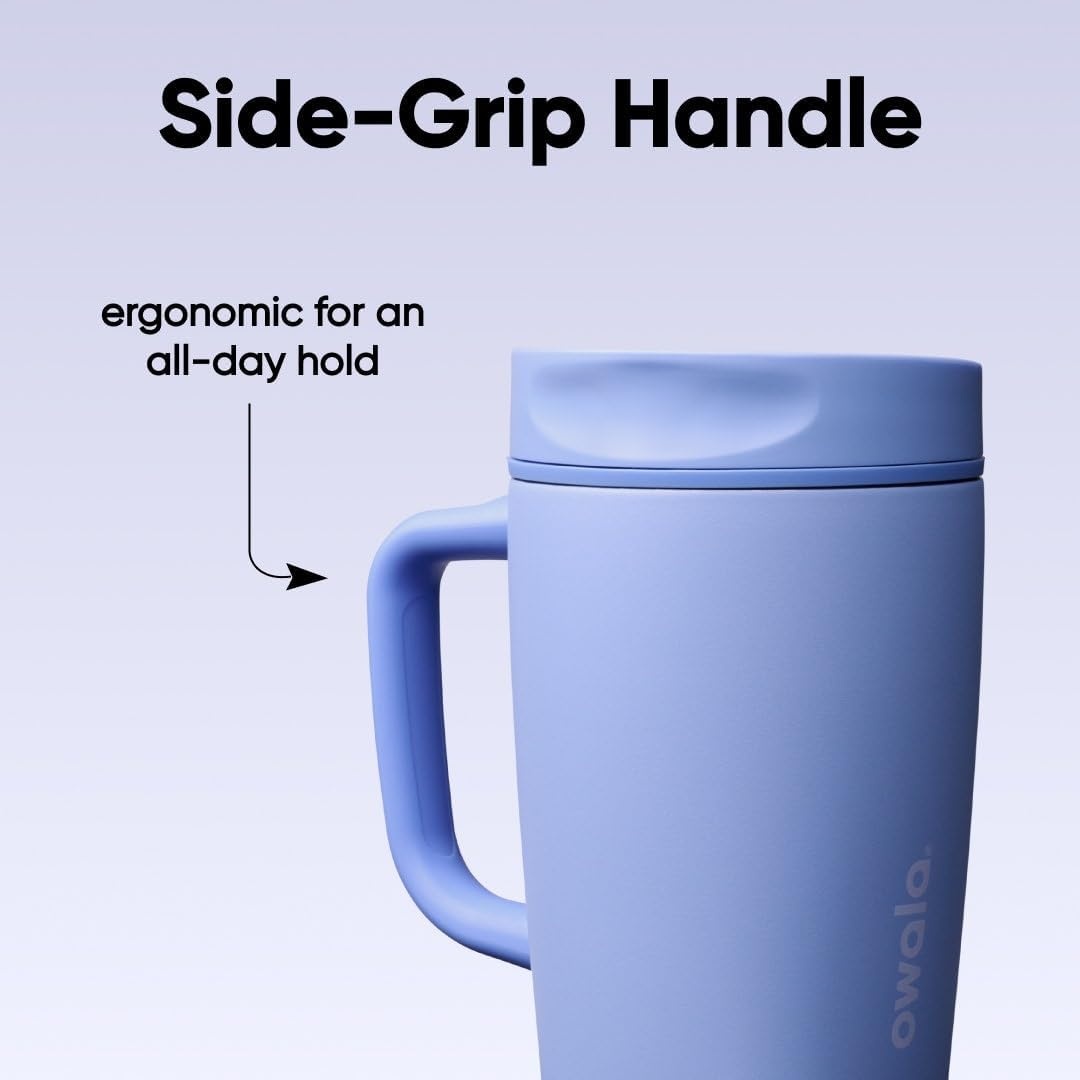 image:imageOwala SmoothSip Slider Stainless Steel Insulated Travel Mug with Handle 100 Leak Proof For Hot and Cold Drinks Travel Friendly with Sliding Lock Lid BPA Free 24 oz Black CherryOut of the Blue