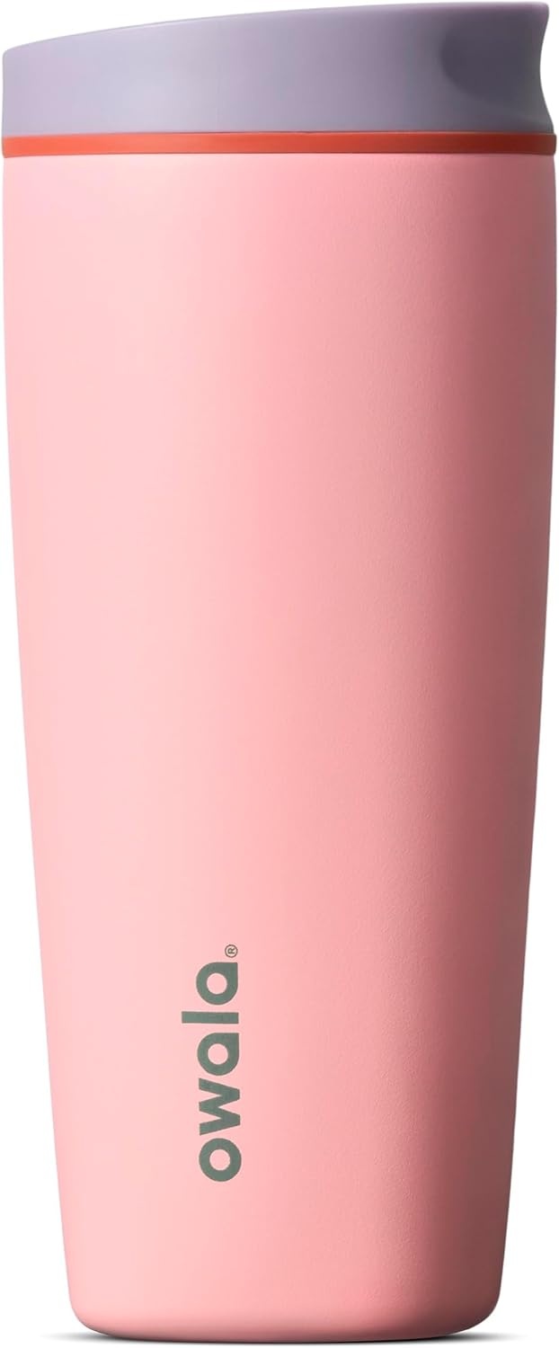 image:imageOwala SmoothSip Slider Stainless Steel Insulated Travel Mug with Handle 100 Leak Proof For Hot and Cold Drinks Travel Friendly with Sliding Lock Lid BPA Free 24 oz Black CherrySugar High