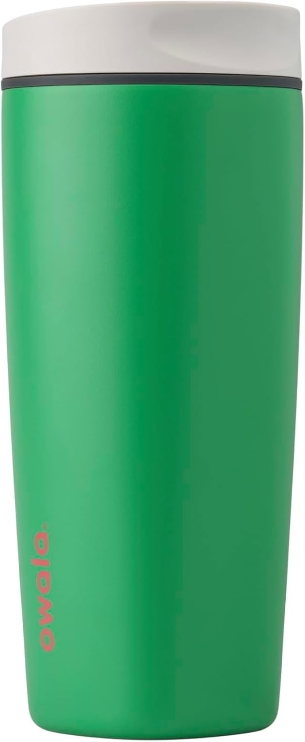 image:imageOwala SmoothSip Slider Stainless Steel Insulated Travel Mug with Handle 100 Leak Proof For Hot and Cold Drinks Travel Friendly with Sliding Lock Lid BPA Free 24 oz Black CherrySour Apple