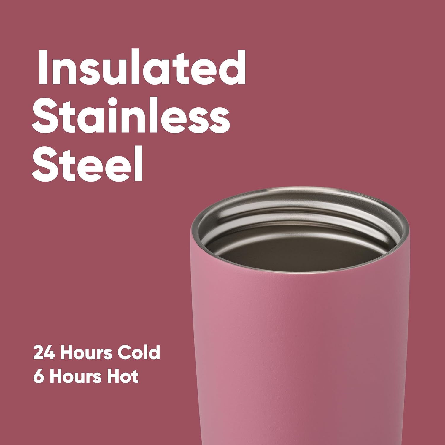 image:imageOwala SmoothSip Slider Stainless Steel Insulated Travel Mug with Handle 100 Leak Proof For Hot and Cold Drinks Travel Friendly with Sliding Lock Lid BPA Free 24 oz Black CherryCrochet Queen