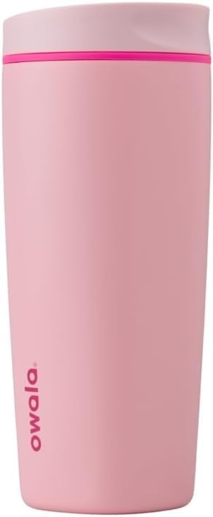 image:imageOwala SmoothSip Slider Stainless Steel Insulated Travel Mug with Handle 100 Leak Proof For Hot and Cold Drinks Travel Friendly with Sliding Lock Lid BPA Free 24 oz Black CherryPucker Up
