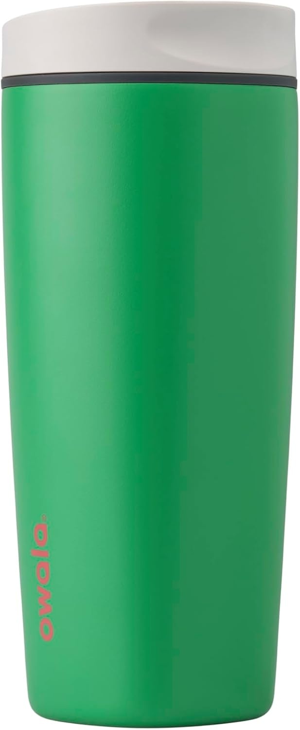 image:imageOwala SmoothSip Slider Stainless Steel Insulated Travel Mug with Handle 100 Leak Proof For Hot and Cold Drinks Travel Friendly with Sliding Lock Lid BPA Free 24 oz Black CherrySour Apple