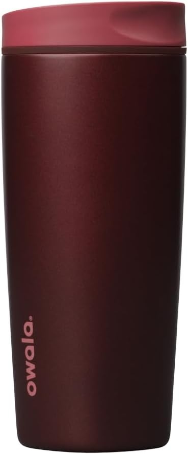 image:imageOwala SmoothSip Slider Stainless Steel Insulated Travel Mug with Handle 100 Leak Proof For Hot and Cold Drinks Travel Friendly with Sliding Lock Lid BPA Free 24 oz Black CherryBlack Cherry