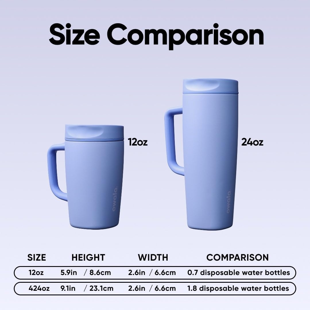 image:imageOwala SmoothSip Slider Stainless Steel Insulated Travel Mug with Handle 100 Leak Proof For Hot and Cold Drinks Travel Friendly with Sliding Lock Lid BPA Free 24 oz Black CherryOut of the Blue