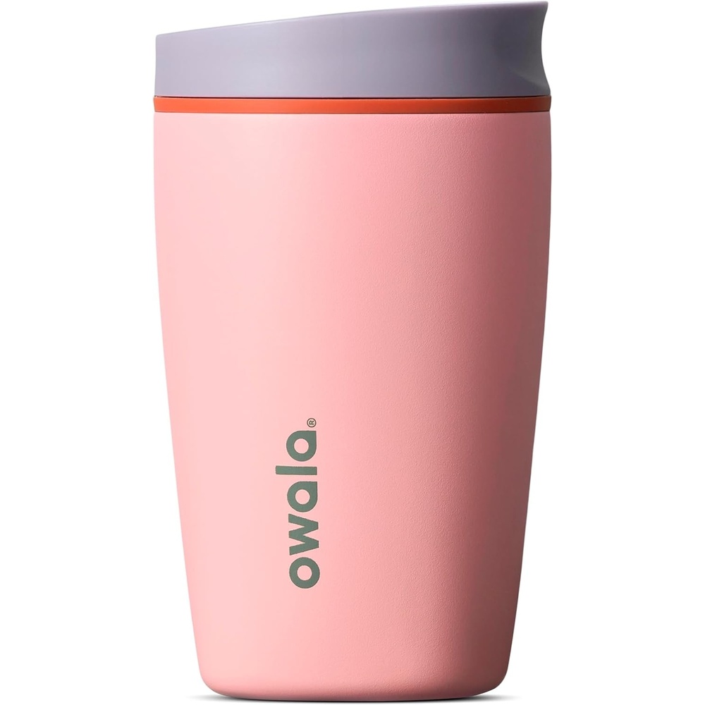 image:imageOwala SmoothSip Slider Stainless Steel Insulated Travel Mug with Handle 100 Leak Proof For Hot and Cold Drinks Travel Friendly with Sliding Lock Lid BPA Free 24 oz Black CherrySugar High