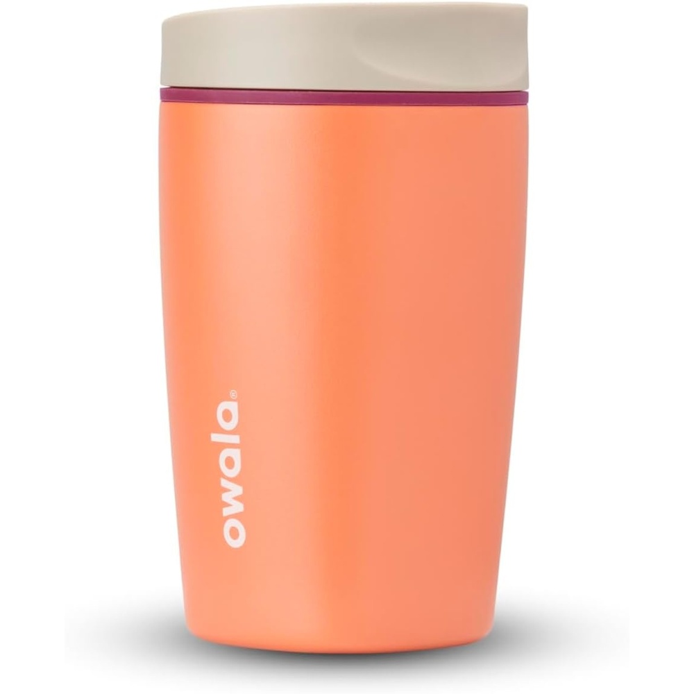 image:imageOwala SmoothSip Slider Stainless Steel Insulated Travel Mug with Handle 100 Leak Proof For Hot and Cold Drinks Travel Friendly with Sliding Lock Lid BPA Free 24 oz Black CherryCampfire Nights