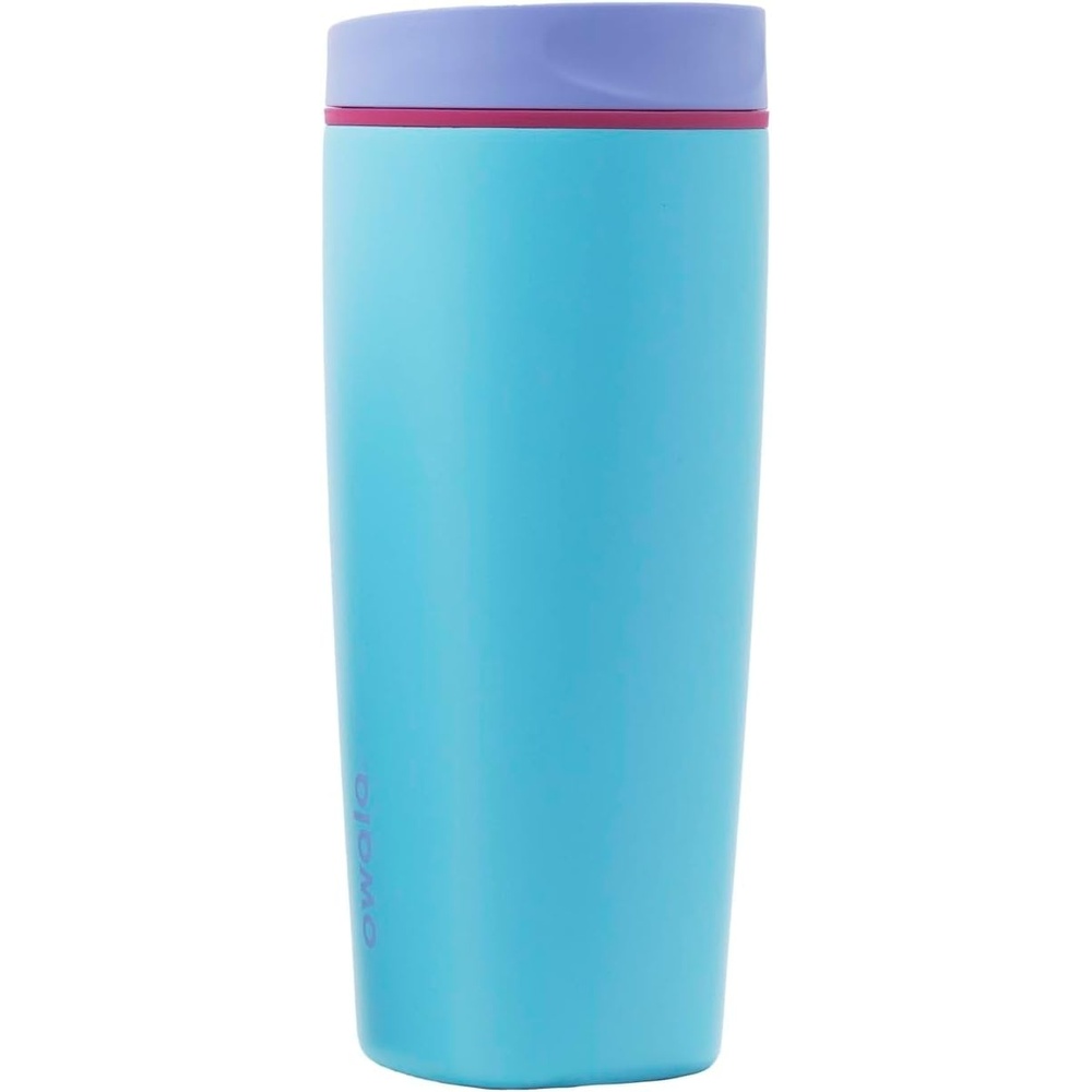 image:imageOwala SmoothSip Slider Stainless Steel Insulated Travel Mug with Handle 100 Leak Proof For Hot and Cold Drinks Travel Friendly with Sliding Lock Lid BPA Free 24 oz Black CherryIn Bloom