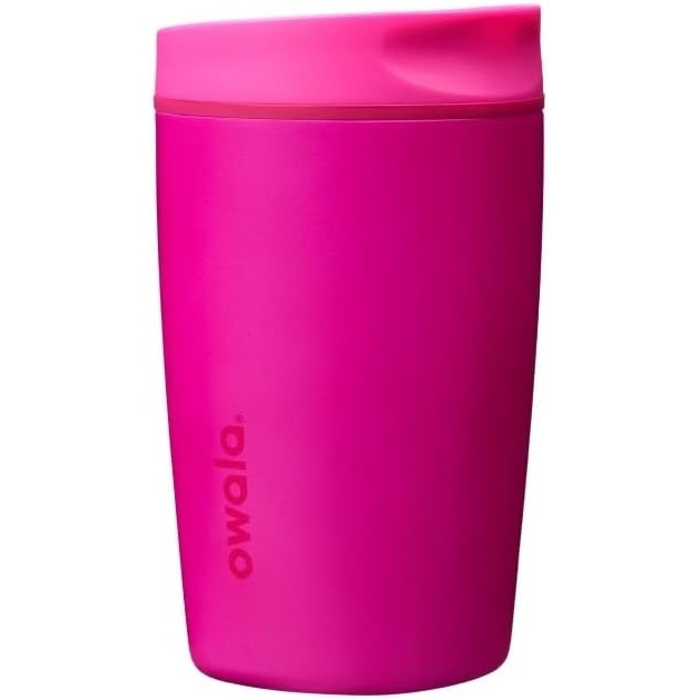 image:imageOwala SmoothSip Slider Stainless Steel Insulated Travel Mug with Handle 100 Leak Proof For Hot and Cold Drinks Travel Friendly with Sliding Lock Lid BPA Free 24 oz Black CherryRead My Lips