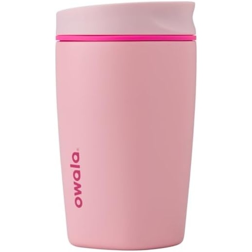 image:imageOwala SmoothSip Slider Stainless Steel Insulated Travel Mug with Handle 100 Leak Proof For Hot and Cold Drinks Travel Friendly with Sliding Lock Lid BPA Free 24 oz Black CherryPucker Up