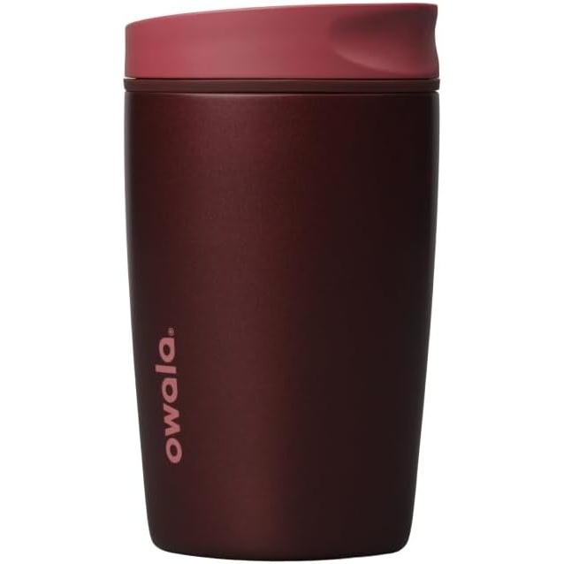image:imageOwala SmoothSip Slider Stainless Steel Insulated Travel Mug with Handle 100 Leak Proof For Hot and Cold Drinks Travel Friendly with Sliding Lock Lid BPA Free 24 oz Black CherryBlack Cherry