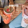 Owala SmoothSip Slider Stainless Steel Insulated Travel Mug with Handle, 100% Leak Proof, For Hot and Cold Drinks, Travel Friendly with Sliding Lock Lid, BPA Free, 24 oz, Black Cherry(Beachy Breeze)