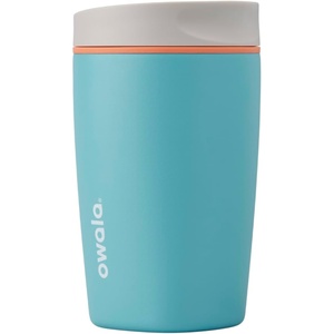 Owala SmoothSip Slider Stainless Steel Insulated Travel Mug with Handle, 100% Leak Proof, For Hot and Cold Drinks, Travel Friendly with Sliding Lock Lid, BPA Free, 24 oz, Black Cherry(Beachy Breeze)