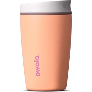 Owala SmoothSip Slider Stainless Steel Insulated Travel Mug with Handle, 100% Leak Proof, For Hot and Cold Drinks, Travel Friendly with Sliding Lock Lid, BPA Free, 24 oz, Black Cherry(Peachy Keen)