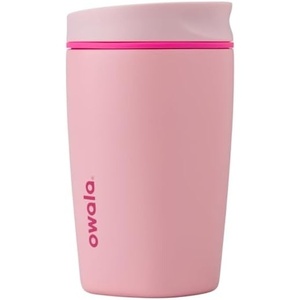 Owala SmoothSip Slider Stainless Steel Insulated Travel Mug with Handle, 100% Leak Proof, For Hot and Cold Drinks, Travel Friendly with Sliding Lock Lid, BPA Free, 24 oz, Black Cherry(Pucker Up)
