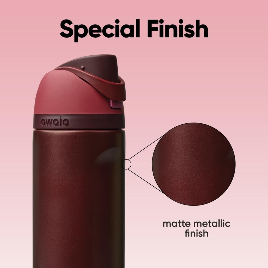 image:imageOwala FreeSip Kids Stainless Steel Water Bottle 16 oz Treasure HuntBlack Cherry