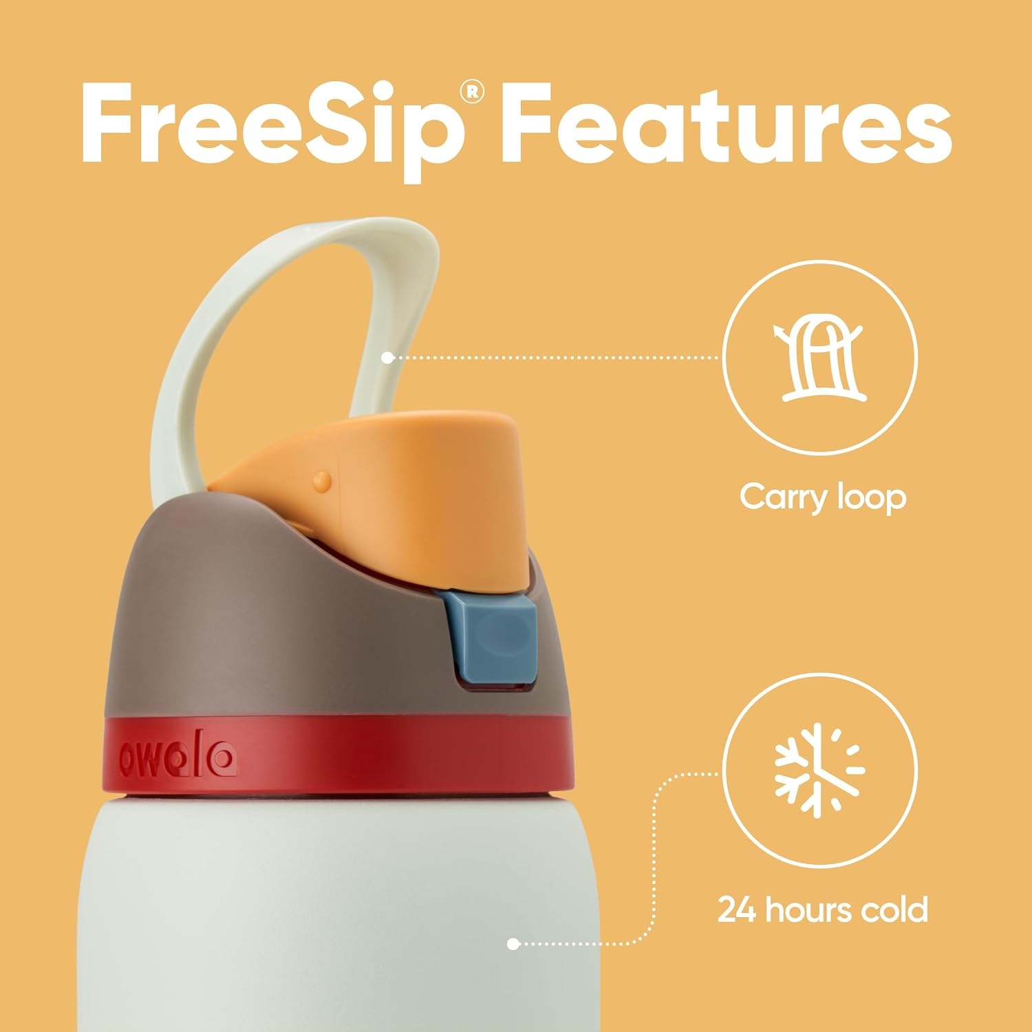 image:imageOwala FreeSip Kids Stainless Steel Water Bottle 16 oz Treasure HuntBoneyard