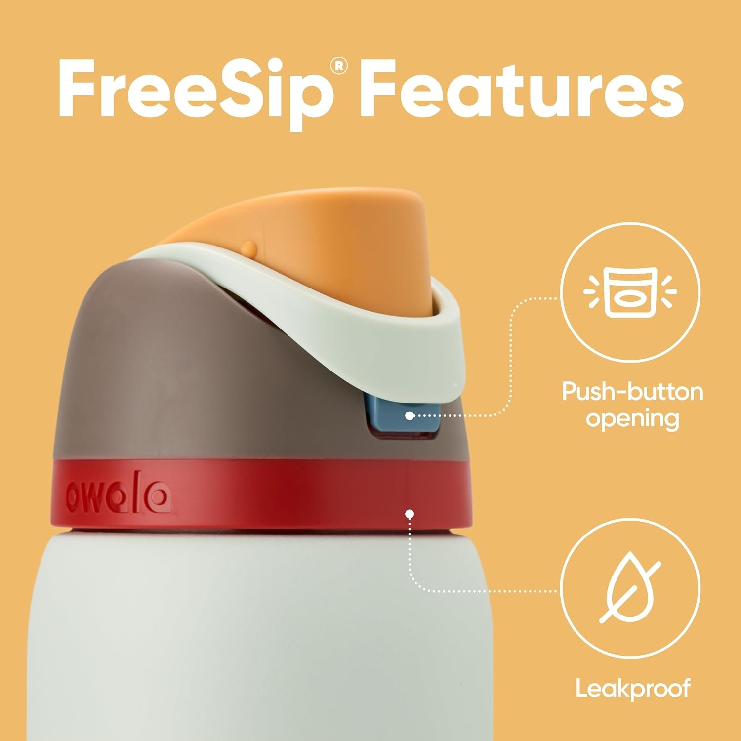 image:imageOwala FreeSip Kids Stainless Steel Water Bottle 16 oz Treasure HuntBoneyard