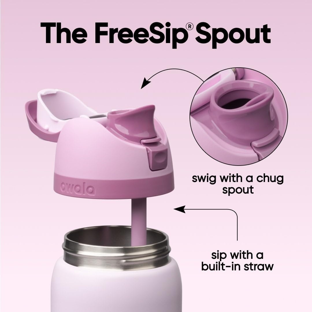 image:imageOwala FreeSip Kids Stainless Steel Water Bottle 16 oz Treasure HuntLilac You A Lot