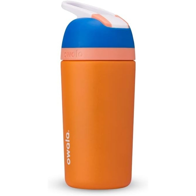 image:imageOwala Kids Flip Insulated StainlessSteel Water Bottle with Straw and Locking Lid 14Ounce BrownTeal Mint Chocolate ChipBlue Citrus