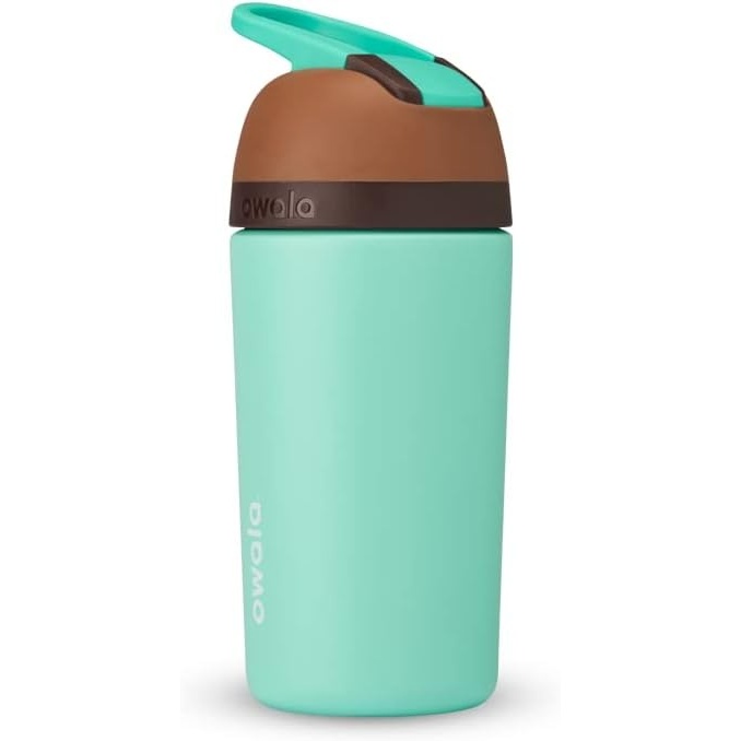 image:imageOwala Kids Flip Insulated StainlessSteel Water Bottle with Straw and Locking Lid 14Ounce BrownTeal Mint Chocolate ChipMint Chocolate Chip