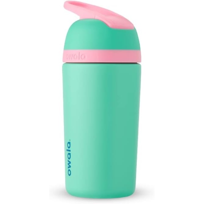 image:imageOwala Kids Flip Insulated StainlessSteel Water Bottle with Straw and Locking Lid 14Ounce BrownTeal Mint Chocolate ChipTeal Pink